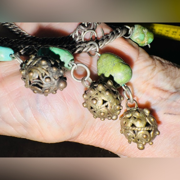 VICTORIAN ERA 800 silver turquoise Necklace COLLECTORS PIECES - Picture 7 of 12